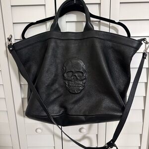 Black Skull Embossed Tote Bag
